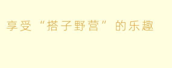 享受“搭子野营”的乐趣