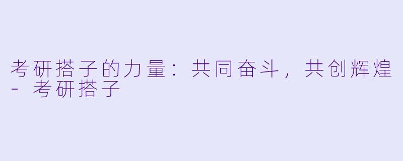 考研搭子的力量：共同奋斗，共创辉煌-考研搭子