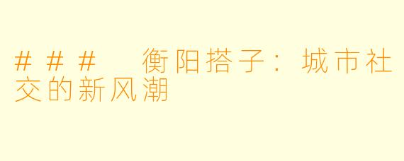 ### 衡阳搭子：城市社交的新风潮