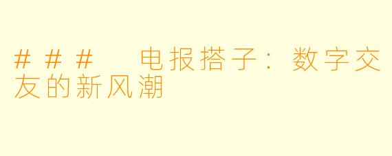 ### 电报搭子：数字交友的新风潮