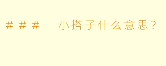 ### 小搭子什么意思？