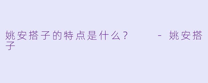 姚安搭子的特点是什么？  