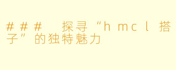 ### 探寻“hmcl搭子”的独特魅力