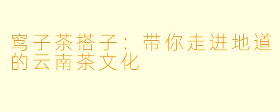 窎子茶搭子:带你走进地道的云南茶文化