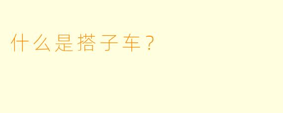 什么是搭子车？