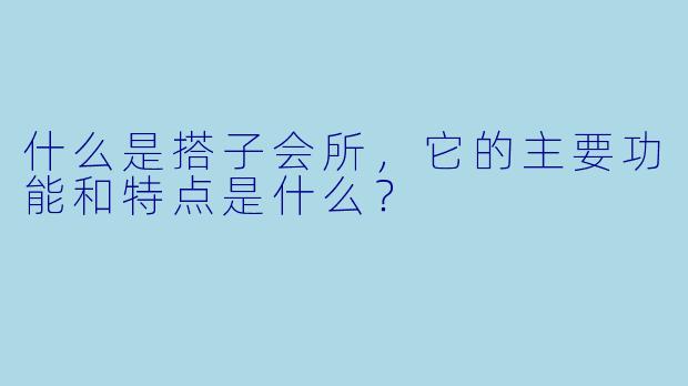 什么是搭子会所,它的主要功能和特点是什么?