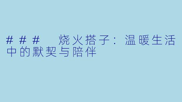 ### 烧火搭子：温暖生活中的默契与陪伴