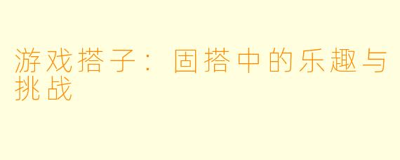 游戏搭子：固搭中的乐趣与挑战