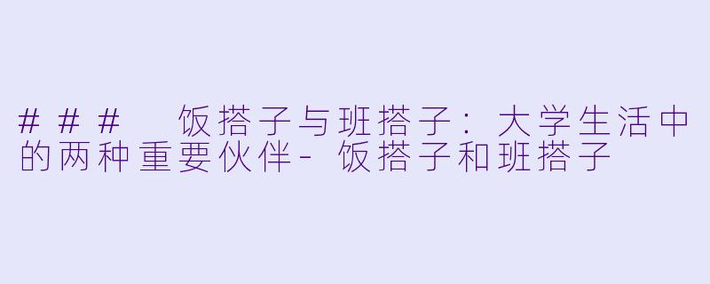 ### 饭搭子与班搭子：大学生活中的两种重要伙伴-饭搭子和班搭子