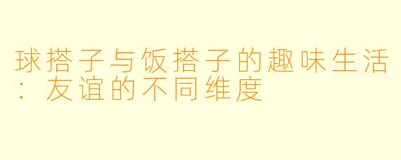 球搭子与饭搭子的趣味生活：友谊的不同维度