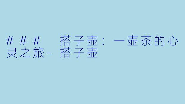 ### 搭子壶：一壶茶的心灵之旅-搭子壶