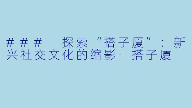 ### 探索“搭子厦”：新兴社交文化的缩影-搭子厦
