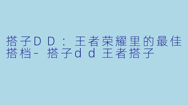 搭子DD：王者荣耀里的最佳搭档-搭子dd王者搭子