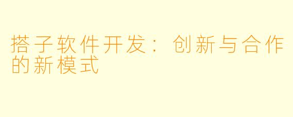 搭子软件开发：创新与合作的新模式