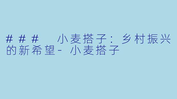 ### 小麦搭子:乡村振兴的新希望