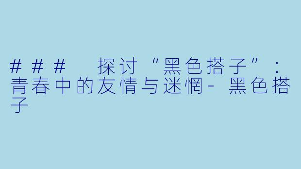 ### 探讨“黑色搭子”：青春中的友情与迷惘-黑色搭子