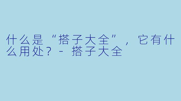 什么是“搭子大全”,它有什么用处?