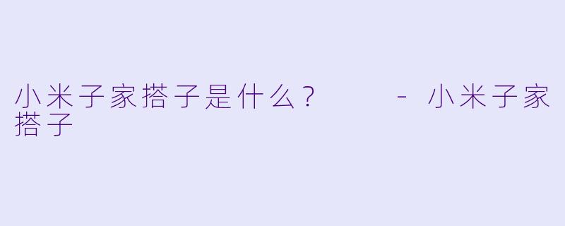 小米子家搭子是什么？  