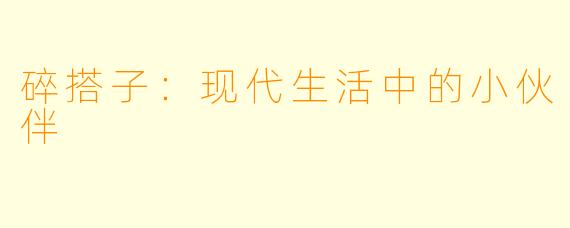 碎搭子:现代生活中的小伙伴