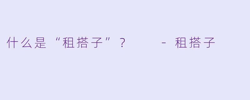 什么是“租搭子”？  