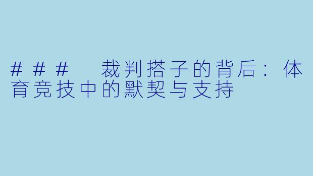 ### 裁判搭子的背后：体育竞技中的默契与支持