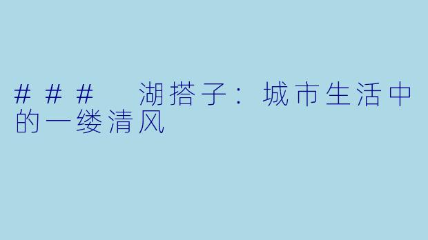 ### 湖搭子：城市生活中的一缕清风