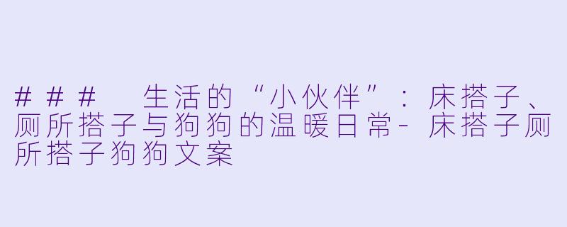 ### 生活的“小伙伴”:床搭子、厕所搭子与狗狗的温暖日常