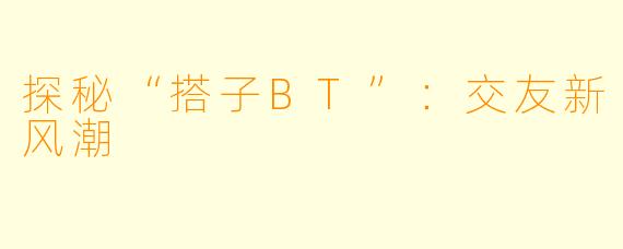探秘“搭子BT”：交友新风潮