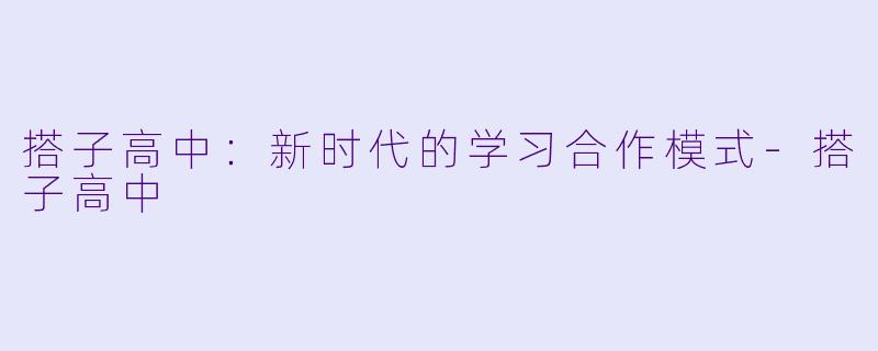 搭子高中：新时代的学习合作模式