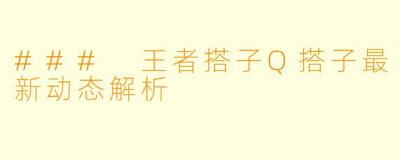 ### 王者搭子Q搭子最新动态解析