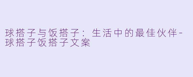 球搭子与饭搭子:生活中的最佳伙伴