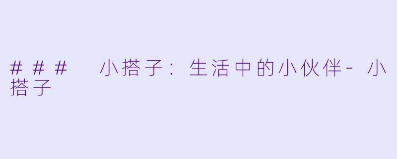 ### 小搭子：生活中的小伙伴-小搭子
