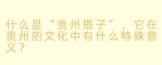 什么是“贵州搭子”,它在贵州的文化中有什么特殊意义?