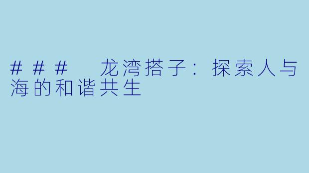 ### 龙湾搭子：探索人与海的和谐共生