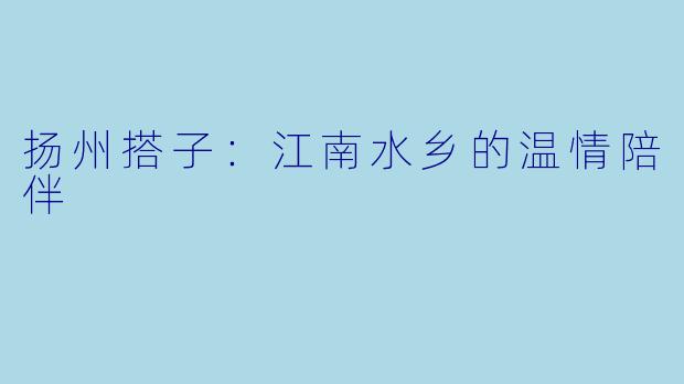 扬州搭子：江南水乡的温情陪伴