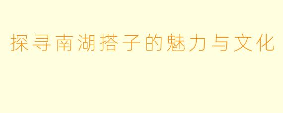 探寻南湖搭子的魅力与文化