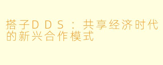 搭子DDS：共享经济时代的新兴合作模式