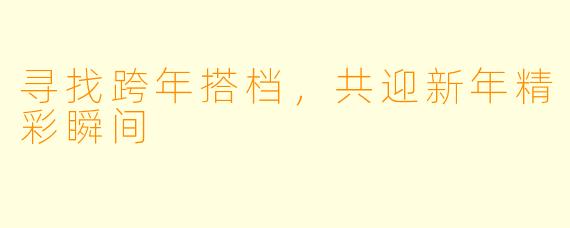 寻找跨年搭档，共迎新年精彩瞬间