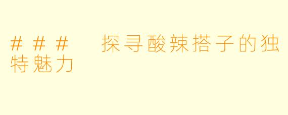 ### 探寻酸辣搭子的独特魅力
