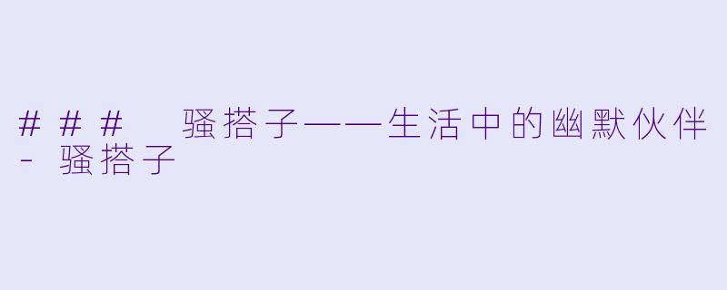 ### 骚搭子——生活中的幽默伙伴