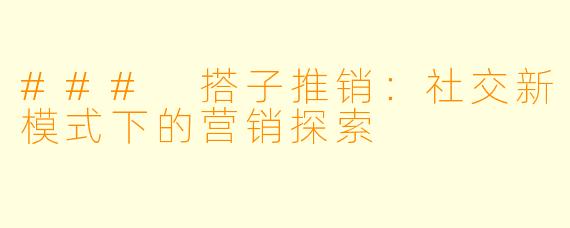### 搭子推销：社交新模式下的营销探索