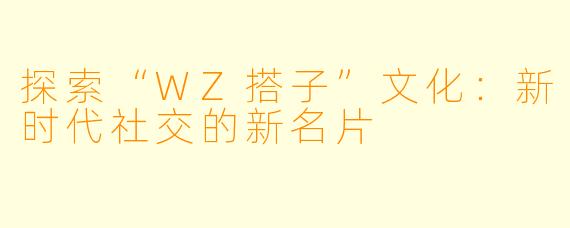 探索“WZ搭子”文化：新时代社交的新名片