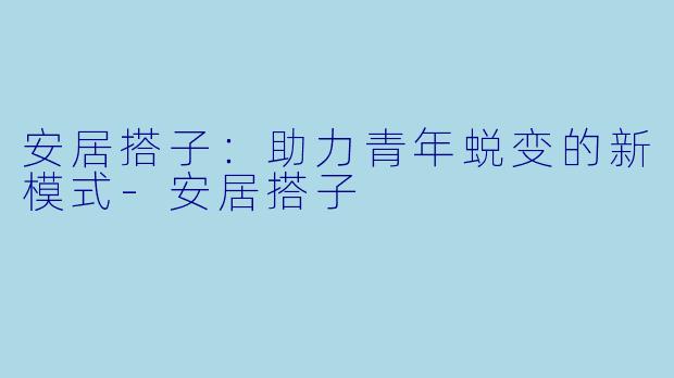 安居搭子：助力青年蜕变的新模式-安居搭子