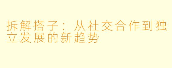 拆解搭子:从社交合作到独立发展的新趋势