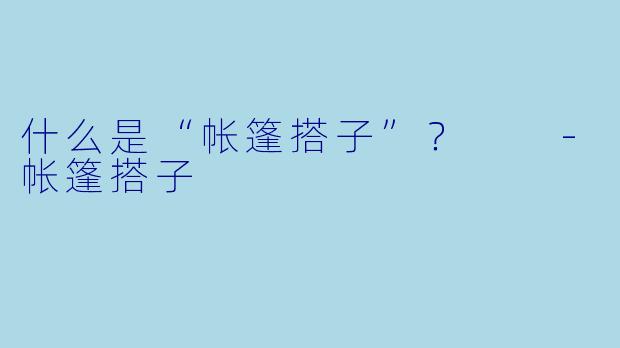 什么是“帐篷搭子”？  