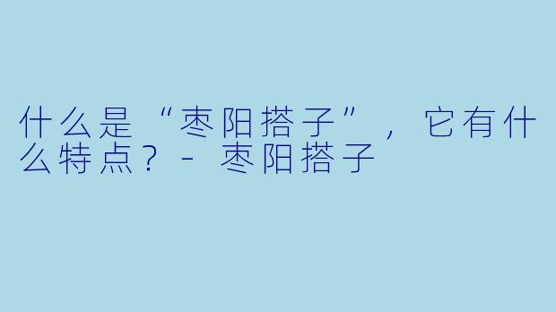 什么是“枣阳搭子”,它有什么特点?