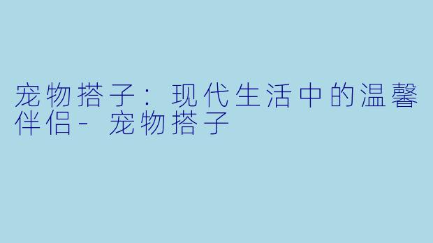 宠物搭子：现代生活中的温馨伴侣-宠物搭子