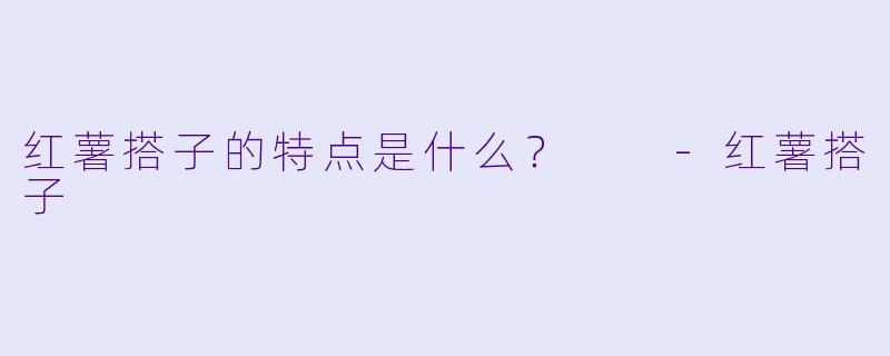 红薯搭子的特点是什么？  