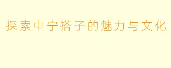 探索中宁搭子的魅力与文化