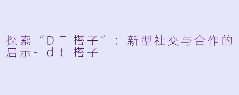 探索“DT搭子”：新型社交与合作的启示-dt搭子